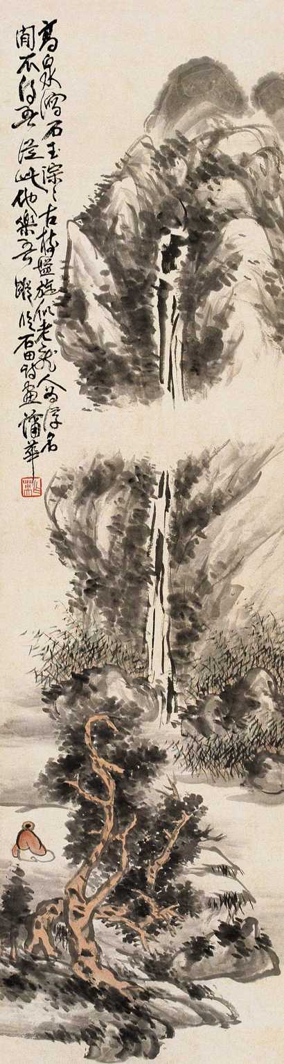 蒲华 高泉古树图 立轴